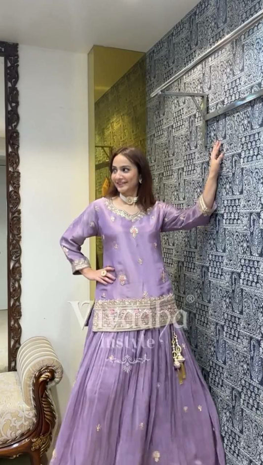 Jimmy Choo Silk With Heavy Micro Cotton And Heavy Embroidery Sequence Work With Lace Border Lehenga