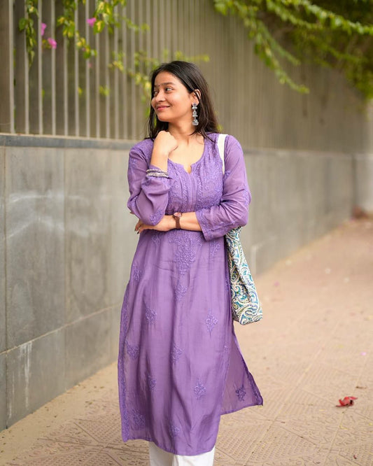 REYON WITH MICRO INNER AND EMBROIDERY WORK WITH GPO LACE WORK PALAZZO KURTI