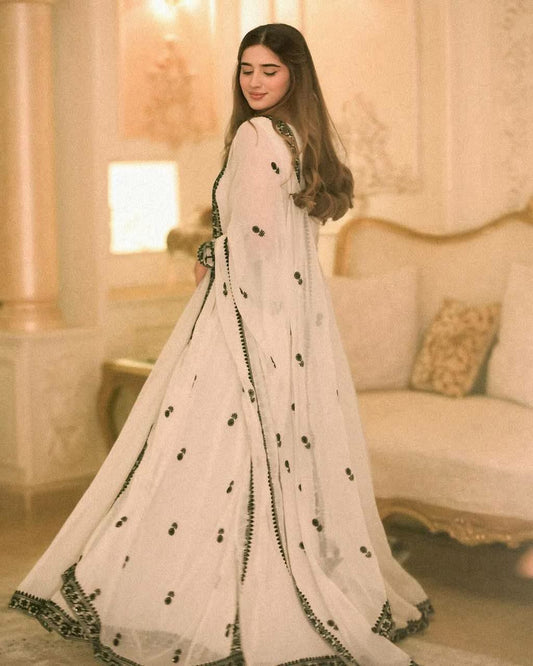 GEORGETTE WITH MICRO INNER AND SEQUENCE EMBROIDERY WORK WITH DUPATTA TYPE GOWN