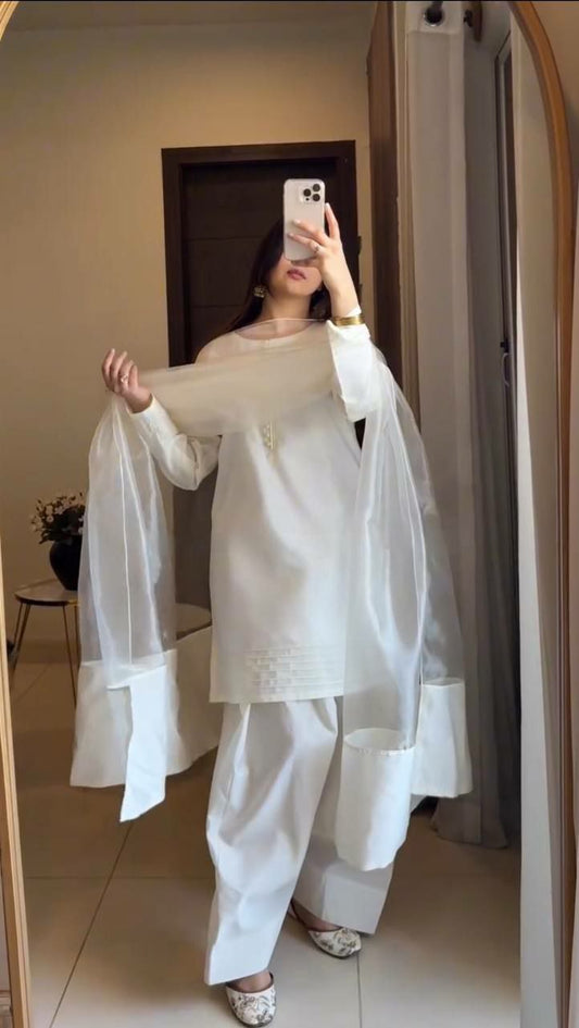 MOSS SATIN WITH MICRO INNER AND ORGANZA WITH MOSS SATIN PALLU SALWAAR SUIT