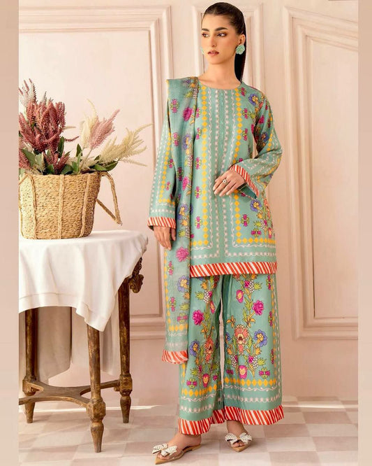 Pure Natural Crepe And Digital Print With Sleeves With Elastic Palazzo Dress
