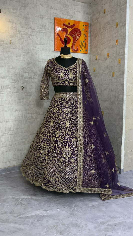 Premium Quality Soft Net With Embroidery Sequins Work With Cancan & Canvas Patta With Lining Blouse Type Lehenga Choli