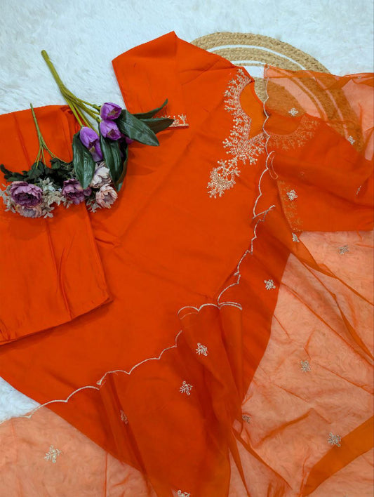 PURE VISCOSE CHANDERI WITH SEQUENCE COADING EMBROIDERY WORK PURE VISCOSE CHANDERI ORGANZA EMBROIDERD DUPPATA