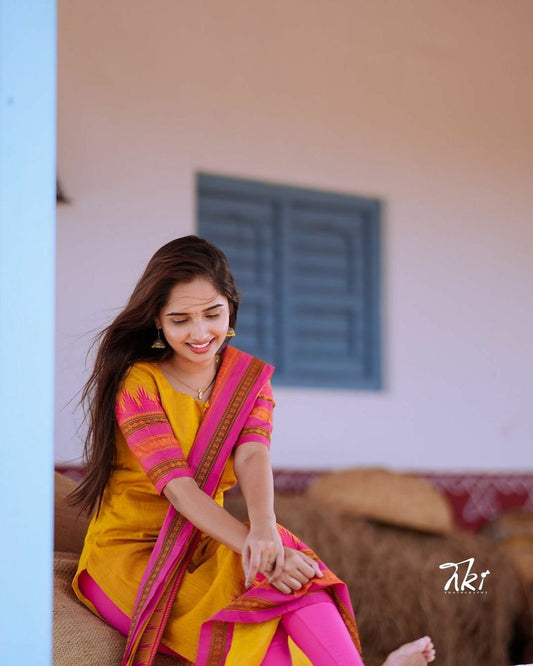 Beautiful Suit Sets in pure kanchi cotton  Top pent with duppta