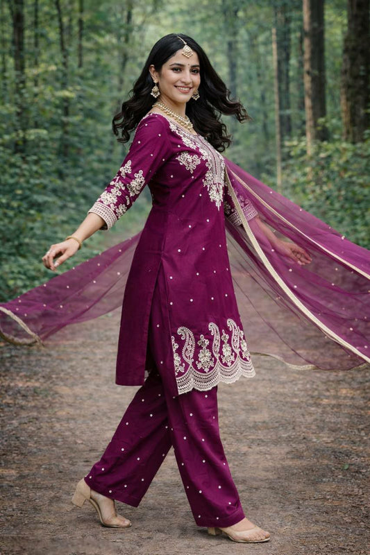 PURE GMY SILK HEAVY EMBROIDERY CODING WITH SEQUENCE WORK AND CUT WORK