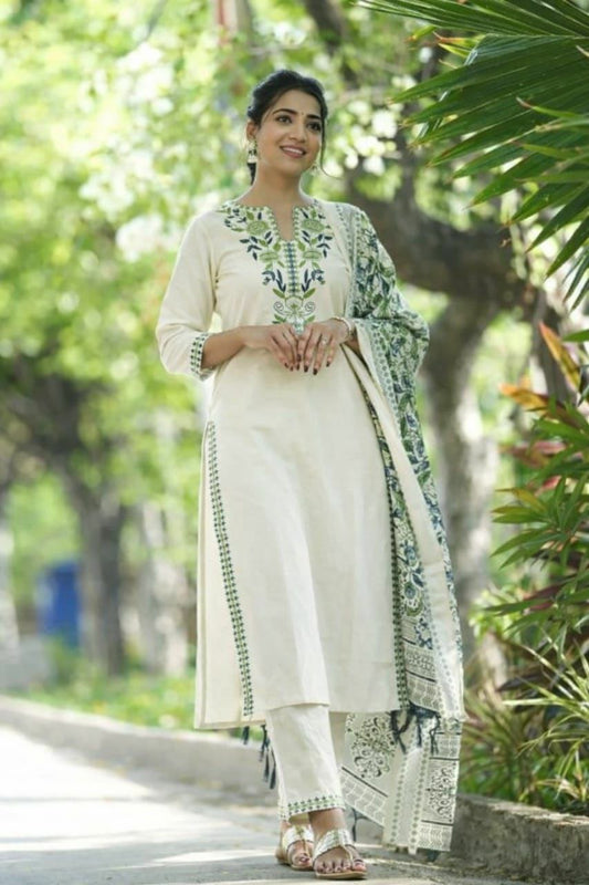 Khadi Cotton with Beautiful Embroidery
