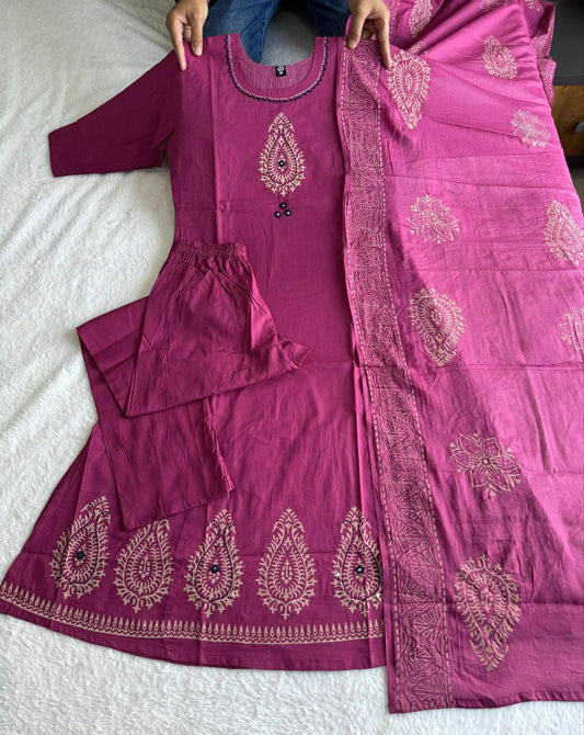 Pure Mul Cotton With Hand Block Prin