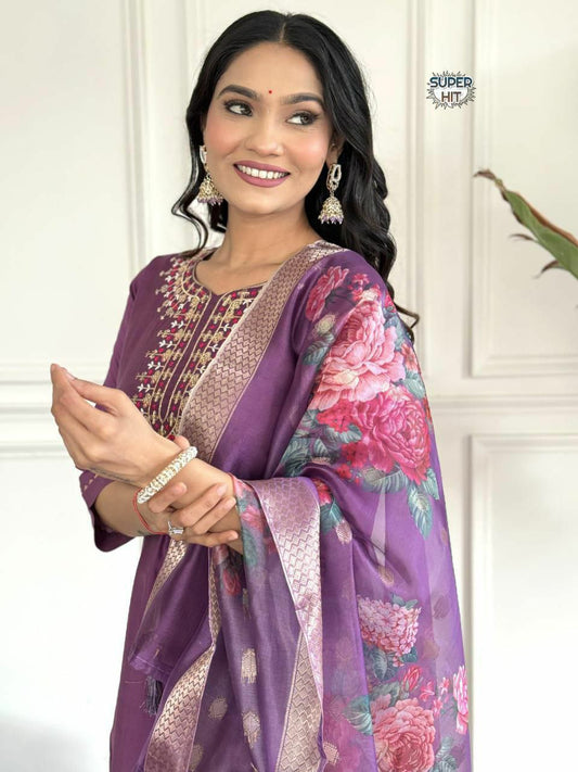 HEAVY viscose Roman SILK with top full inner HEVAY JCARD butti with print