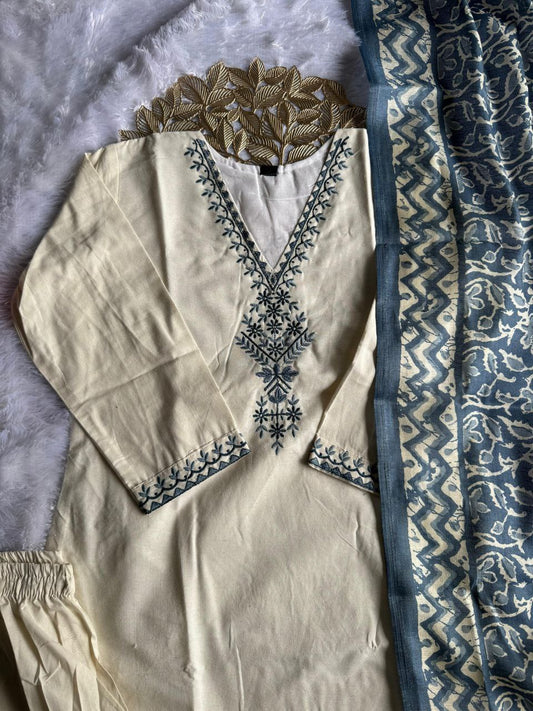Khadi Cotton with Beautiful Embroidery