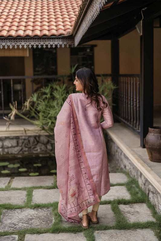 PURE JACQUARD BUTTI SILK CHEX PRINTED DUPPATTA