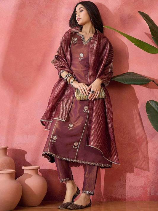 PURE PV SIMER SILK WITH SEQUENCE COADING EMBROIDERED WORK