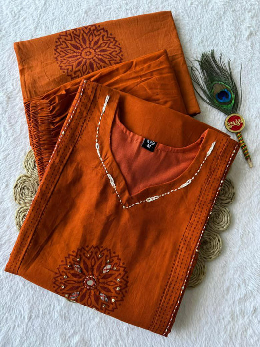 Pure Mul Cotton With Hand Block Print