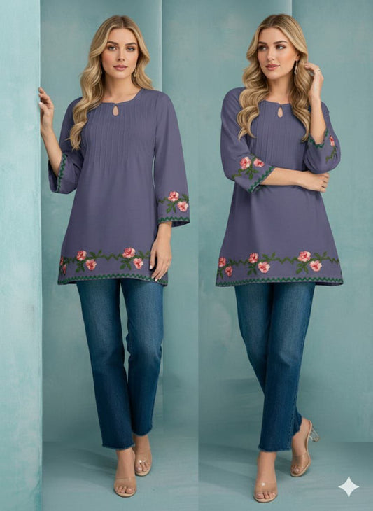 Embroidery Work tops in best3 Color’s