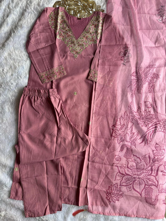 Reyon slub with Beautiful Embroidery With cotton tread Work