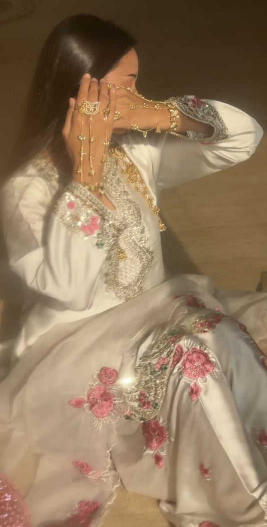 Top Fabric heavy Japan Satin Material with Embroidery sequence work (Fully Sleeve)