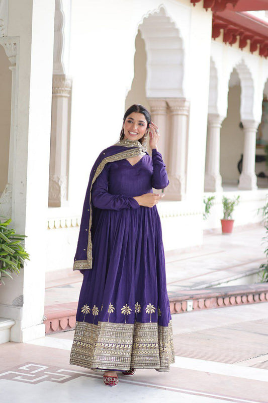 Vichitra Silk with Rich Sequins Embroidered work