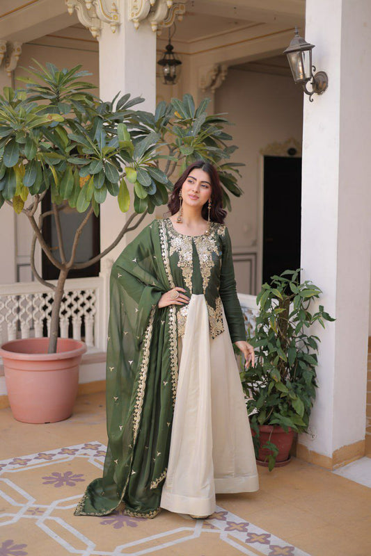 Glass Roman and Cosmos with Rich Sequins Embroidered work