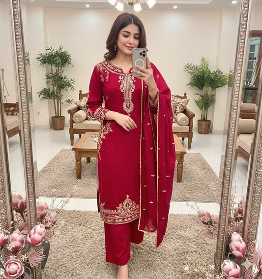 HEAVY EMBROIDERY SEQUENCES WORK WITH FANCY LACE BODAR