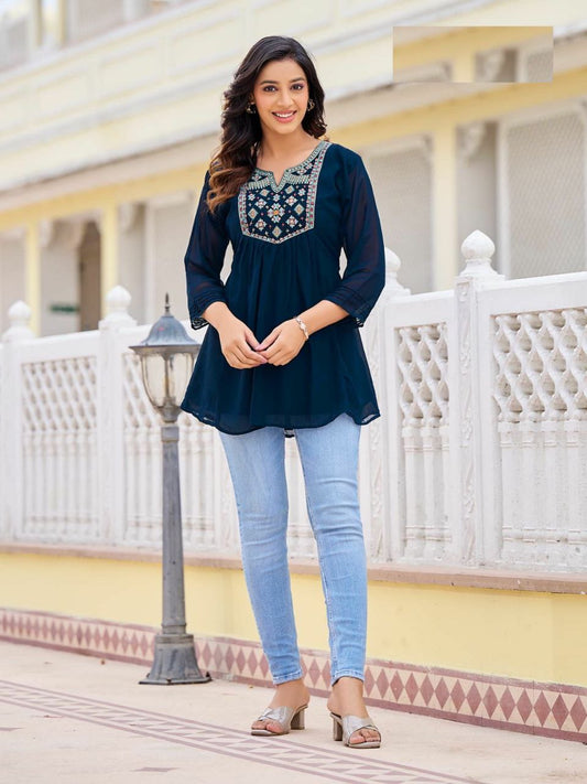 Embroidery Work Short Tops