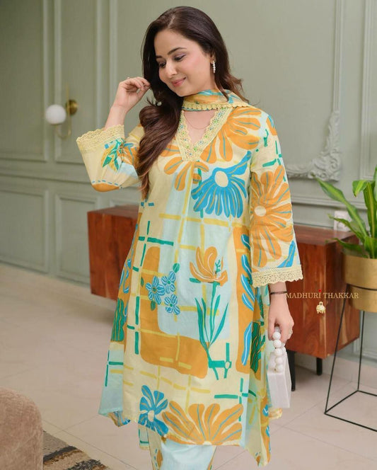 matching comfort fit pants and pure cotton Dupatta