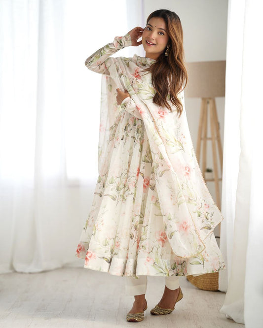 HEAVY PURE SOFT ORGANJA SILK PRINT KURTIS