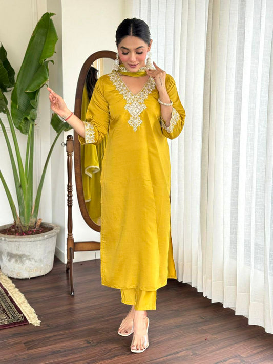 VISCOSE CHANDERI WITH SEQUENCE CODING EMBROIDERY WORK KURTIS