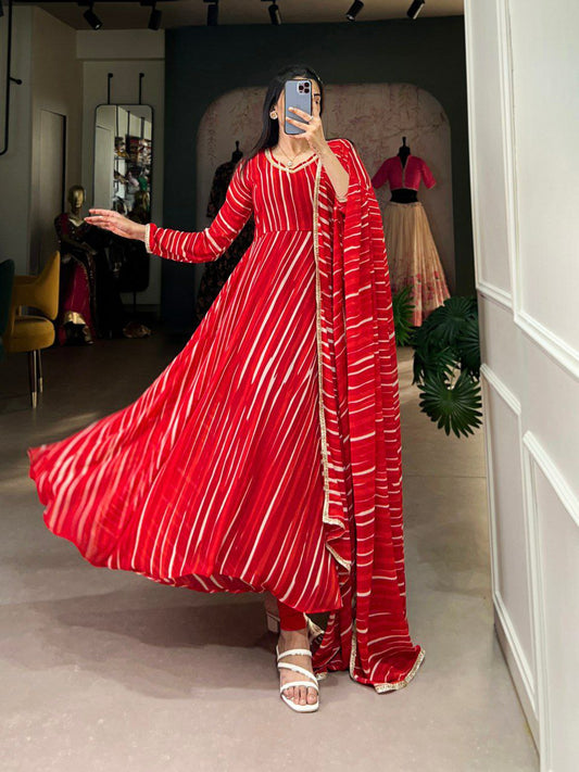 Leheriya Georgette With Lace Touch Up Gown