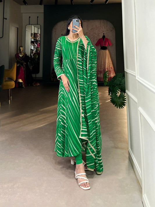 Leheriya Georgette With Lace Touch Up Gown