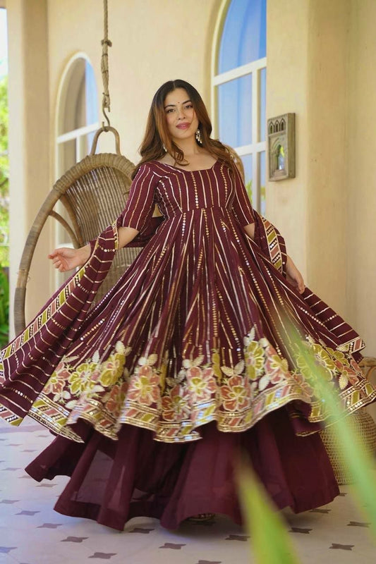 Heavy Faux Georgette Anarkali  Gown