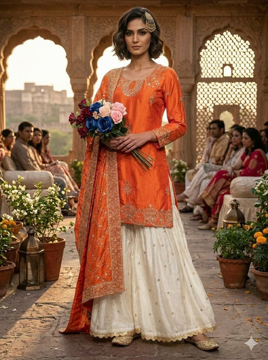 Heavy Chinon Silk Palazzo Kurtis
