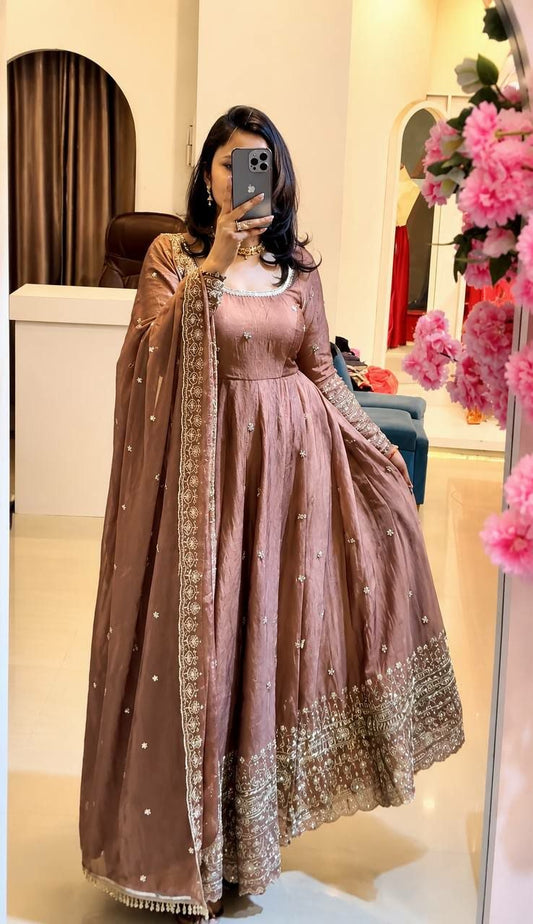 Premium Crunchy Silk Anarkali Gowan