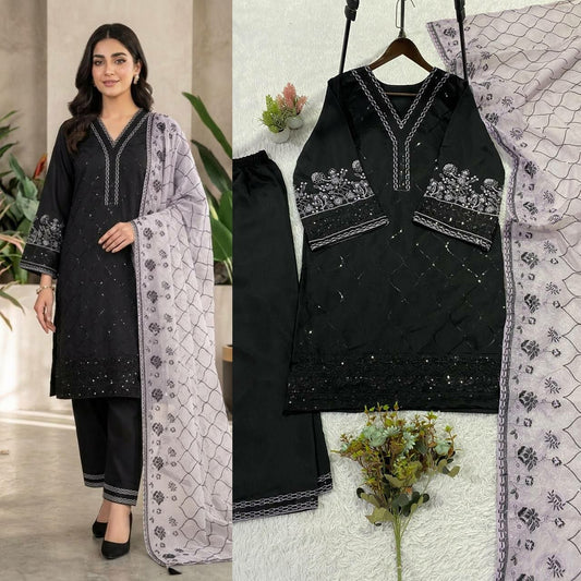 ROMAN Black Kurti Set Pent