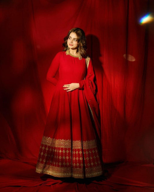 Vichitra Silk Anarkali Gown