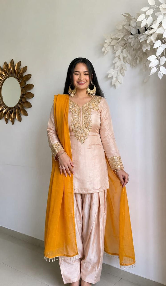 Faux Georgette With Heavy Lace Border