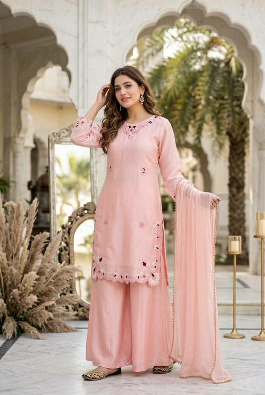 HEAVY ROMAN GLASS Palazzo Set Short Kurti