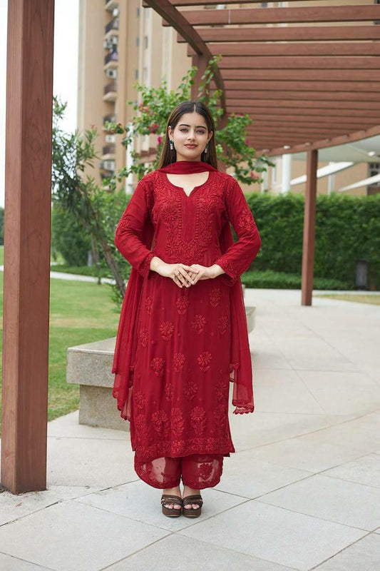 FAUX GEORGETTE Kurti Set Palazzo