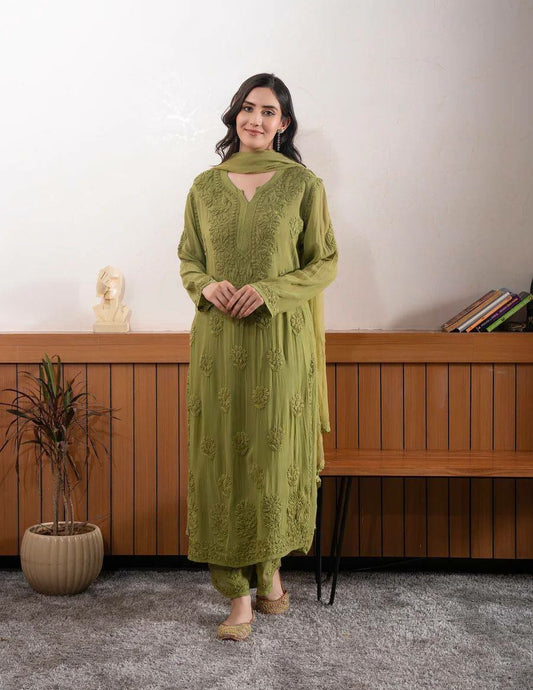 FAUX GEORGETTE Kurti Set Palazzo