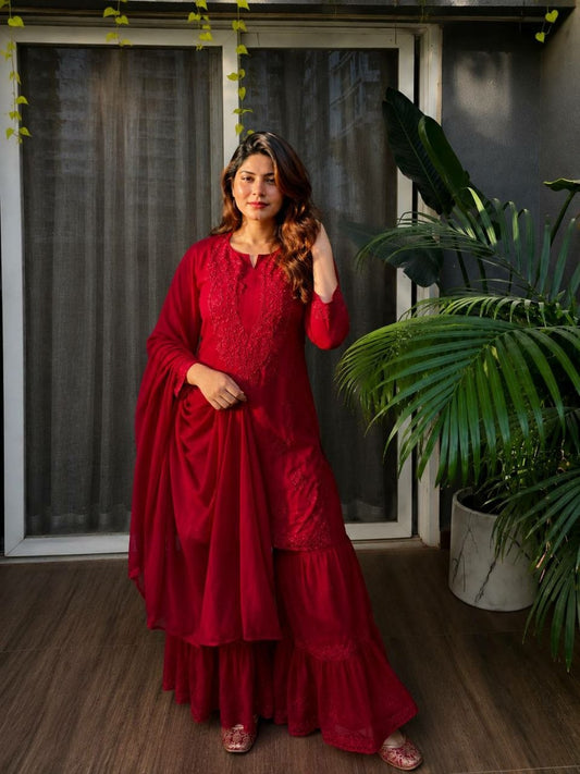 Heavy Rayon Sarara Set Palazzo