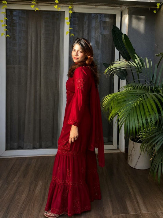 Heavy Rayon Sarara Set Palazzo