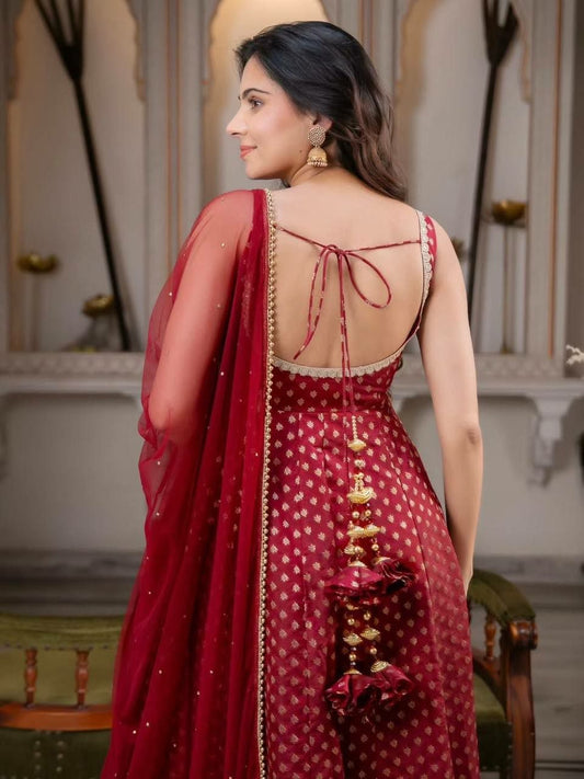 Chanderi Jacquard Butti Anarkali Gown