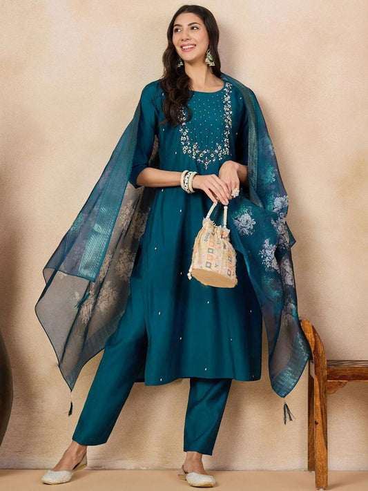 VISCOSE CHANDERI WITH SEQUENCE CODING EMBROIDERY WORK KURTIS
