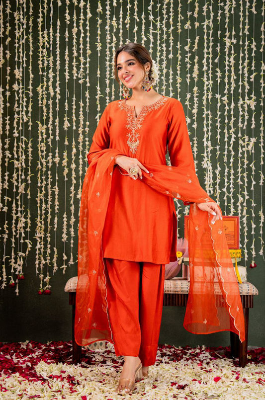 PURE VISCOSE CHANDERI WITH SEQUENCE COADING EMBROIDERY WORK