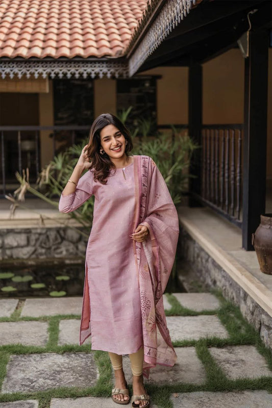 PURE JACQUARD BUTTI SILK CHEX PRINTED DUPPATTA