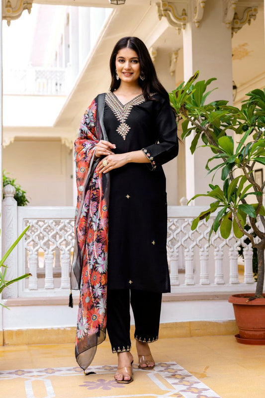 PURE VISCOSE SIMER SILK WITH HEAVY BEATS EMBROIDERY WORK
