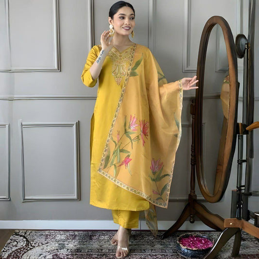 MAGIC COTTON TOP  WORK EMBROIDERY MAGIC SLUB CHANDERI DIGITAL PRINTED