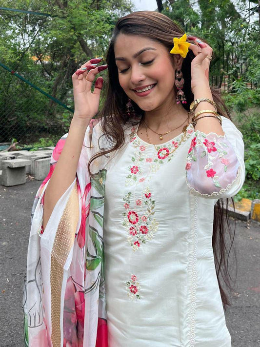 PURE VISCOSE CHANDERI WITH SEQUENCE EMBROIDERY WORK