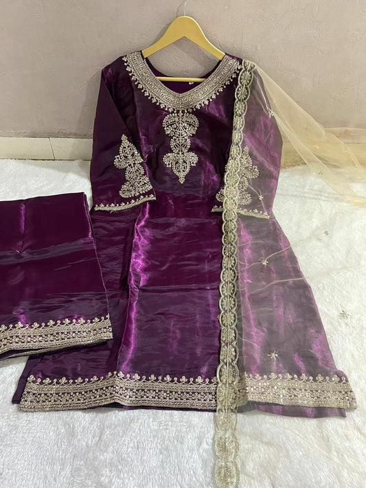 Heavy Pur Soft Butterfly Net with Embroidery 5 mm Sequence Work