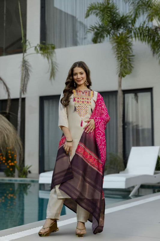 PURE VISCOSE SIMER SILK WITH SEQUENCE COADING EMBROIDERED WORK