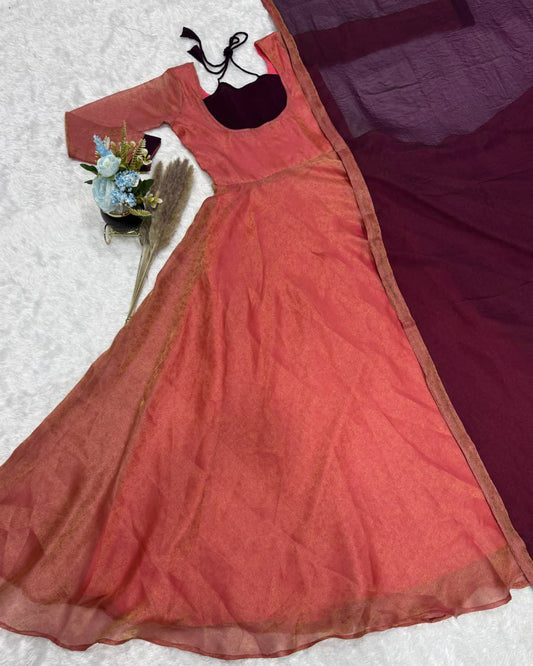 SIMMER SILK DUPATA NC MOSS WITH FOUR SIDE LACE BORDER