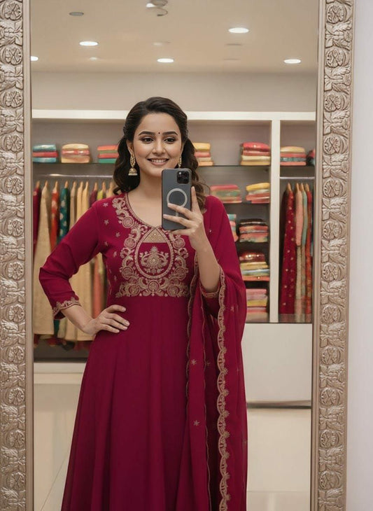 PURE VICHITRA SILK WITH SEQUENCE COADING EMBROIDERY WORK